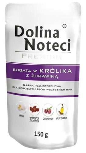 Przejdź do produktu Dolina Noteci Premium Królik i żurawina saszetka 150g - karma mokra dla psa