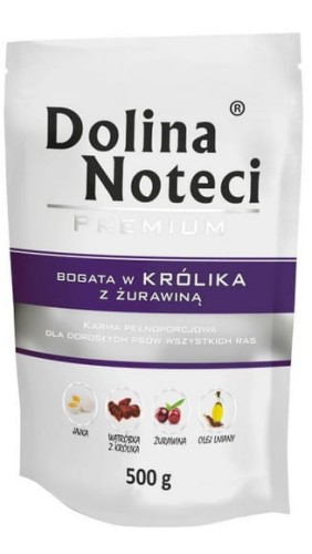 Przejdź do produktu Dolina Noteci Premium Królik i żurawina saszetka 500g - karma mokra dla psa