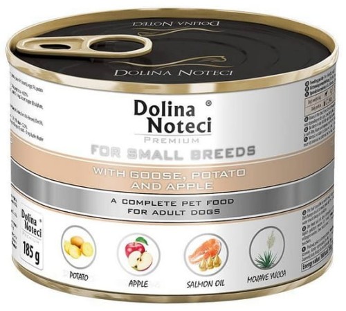 Przejdź do produktu Dolina Noteci Premium Mały Gęś, ziemniaki i jabłko puszka 185g - karma mokra dla psa