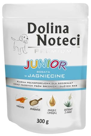 Przejdź do produktu Dolina Noteci Premium Junior Jagnięcina saszetka 300g - karma mokra dla psa