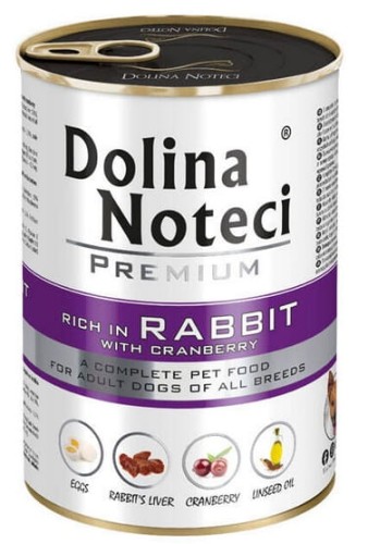 Przejdź do produktu Dolina Noteci Premium Królik i żurawina puszka 400g - karma mokra dla psa