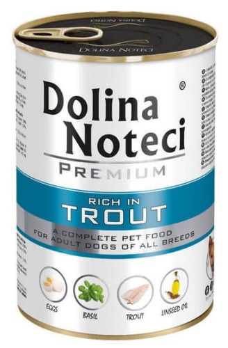 Przejdź do produktu Dolina Noteci Premium Pstrąg puszka 400g - karma mokra dla psa