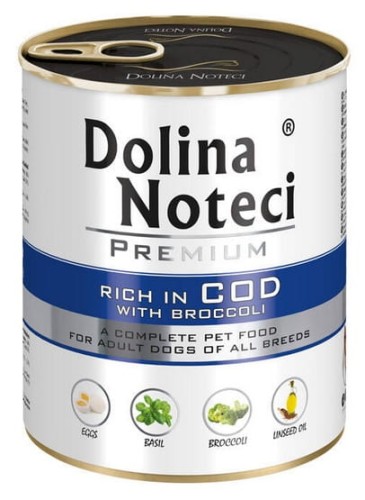 Przejdź do produktu Dolina Noteci Premium Dorsz i brokuły puszka 800g - karma mokra dla psa