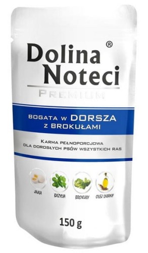 Przejdź do produktu Dolina Noteci Premium Dorsz z brokułami saszetka 150g - karma mokra dla psa