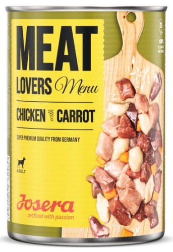 Przejdź do produktu Josera Meat Lovers Menu Kurczak z marchewką puszka 400g - karma mokra dla psa