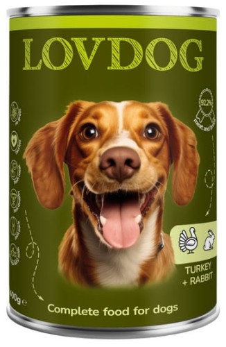 Przejdź do produktu Lovdog Turkey & Rabbit – Indyk i Królik - puszka 400g - karma mokra dla psa