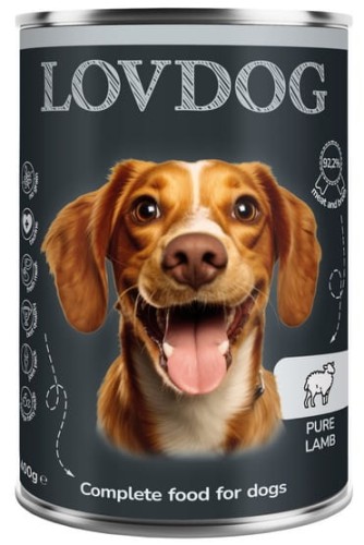 Przejdź do produktu Lovdog Pure Lamb – Jagnięcina - puszka 400g – monobiałkowa karma mokra dla psa
