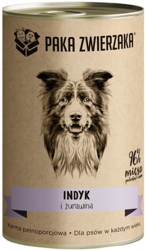 Przejdź do produktu Paka Zwierzaka Indyk i żurawina puszka 400g - karma mokra dla psa