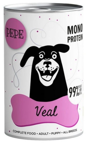 Przejdź do produktu Paka Zwierzaka PEPE Veal (cielęcina) puszka 400g - monobiałkowa karma mokra dla psa
