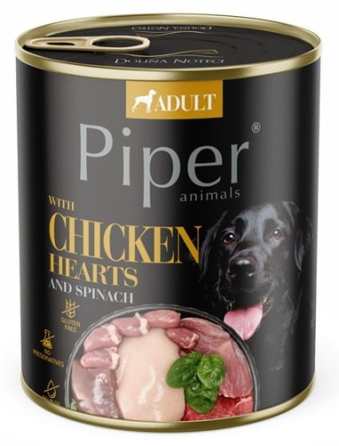 Przejdź do produktu Piper Serca kurczaka i szpinak puszka 800g - karma mokra dla psa