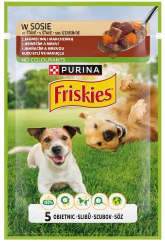 Przejdź do produktu Friskies Dog Adult Jagnięcina i marchewka w sosie saszetka 85g - karma mokra dla psa