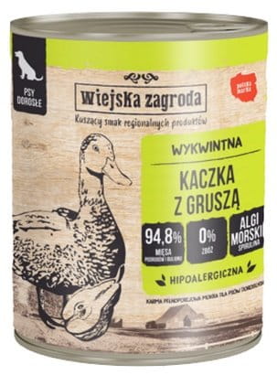Przejdź do produktu Wiejska Zagroda Kaczka z gruszką puszka 800g - karma mokra dla psa