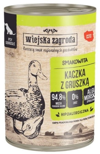Przejdź do produktu Wiejska Zagroda Kaczka z gruszką puszka 400g - karma mokra dla psa