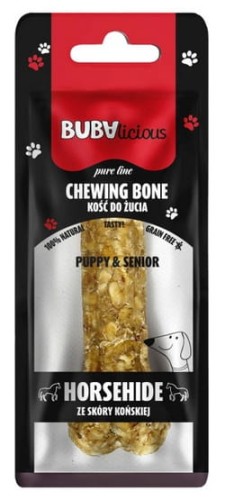 Przejdź do produktu BUBAlicious Pure Line kość do żucia Puppy & Senior ze skóry końskiej 12 cm [8717] – przysmak dla psa