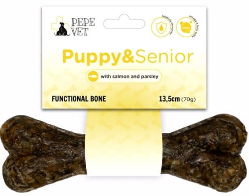 Przejdź do produktu Paka Zwierzaka PEPE VET Kość funkcjonalna Puppy & Senior 13,5cm – przysmak dla psa