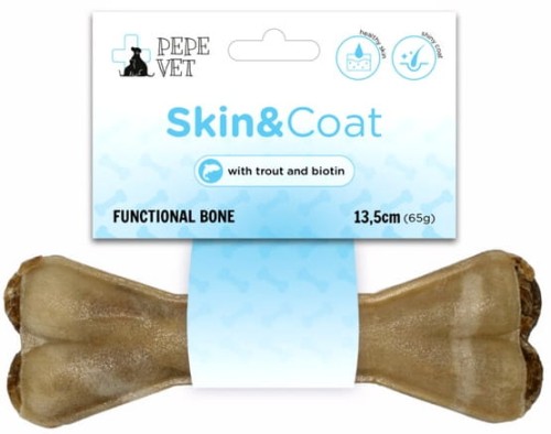 Przejdź do produktu Paka Zwierzaka PEPE VET Kość funkcjonalna Skin & Coat 13,5cm – przysmak dla psa