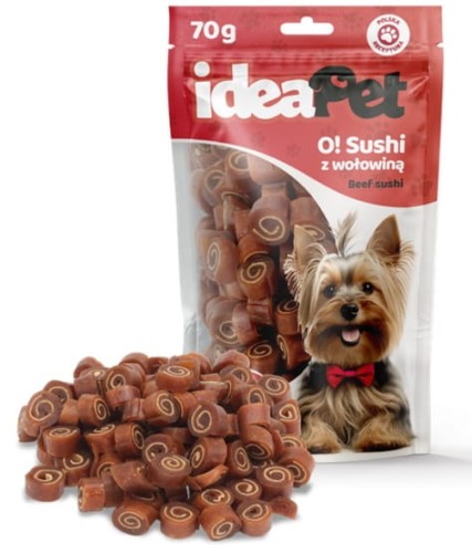 Przejdź do produktu IdeaPet O! Sushi z wołowiną 70g - przysmak dla psa