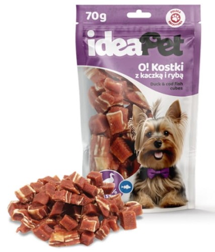 Przejdź do produktu IdeaPet O! Kostka z kaczką i rybą 70g - przysmak dla psa