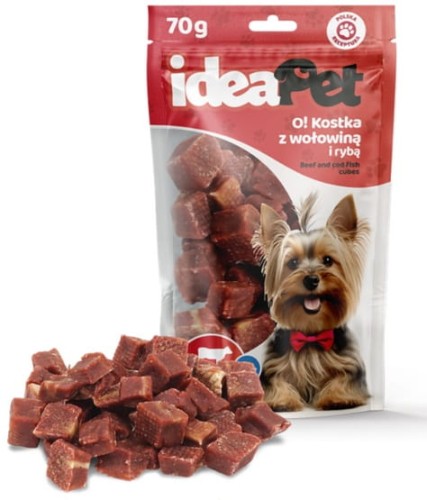 Przejdź do produktu IdeaPet O! Kostka z wołowiną i rybą 70g - przysmak dla psa