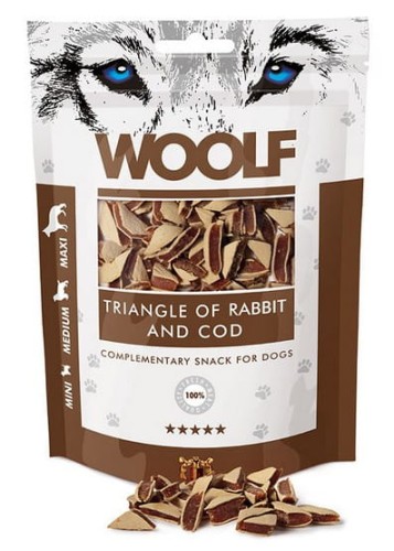 Przejdź do produktu Woolf Rabbit & COD Triangle 100g - przysmak dla psa