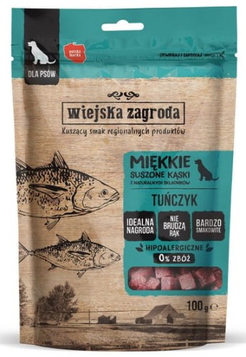 Przejdź do produktu Wiejska Zagroda Przysmak Kąski - tuńczyk 100g - przysmak dla psa
