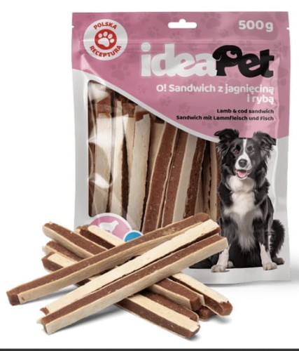 Przejdź do produktu IdeaPet Sandwich z jagnięciną i rybą 500g - przysmak dla psa