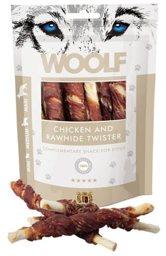 Przejdź do produktu Woolf Chicken & Rawhide Twister 100g - przysmak dla psa