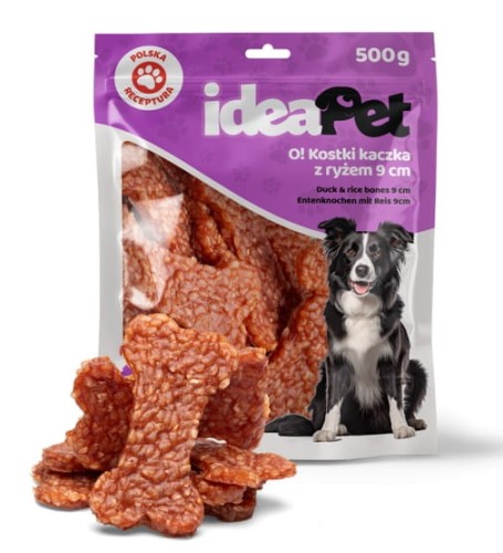 Przejdź do produktu IdeaPet Kostki z kaczką i ryżem 9cm 500g - przysmak dla psa