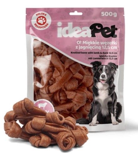 Przejdź do produktu IdeaPet Miękkie węzełki z jagnieciną 12,5cm 500g – przysmak dla psa