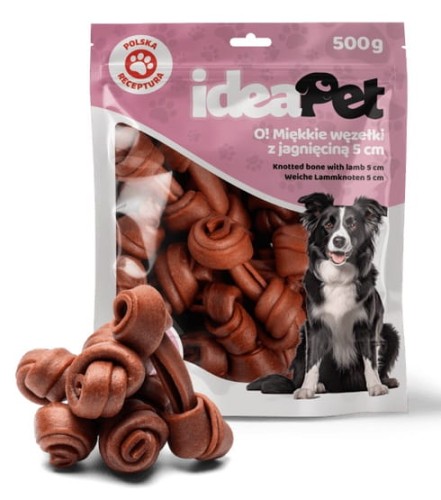 Przejdź do produktu IdeaPet Miękkie węzełki z jagnieciną 5cm 500g – przysmak dla psa