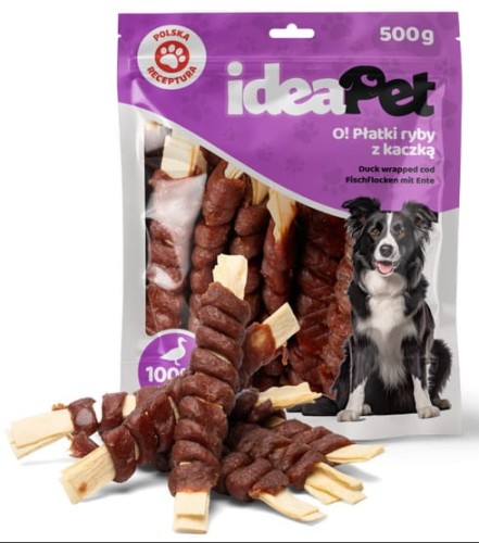 Przejdź do produktu IdeaPet Płatki ryby z kaczką 500g – przysmak dla psa