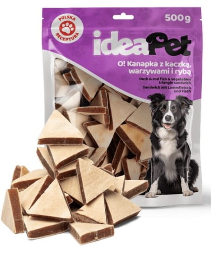 Przejdź do produktu IdeaPet Kanapka z kaczką, warzywami i rybą 500g – przysmak dla psa