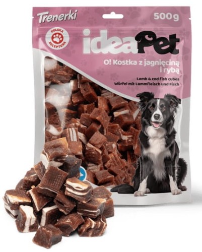 Przejdź do produktu IdeaPet Kostka z jagnięciną i rybą 500g – przysmak dla psa