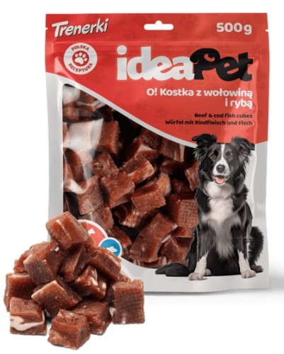 Przejdź do produktu IdeaPet Kostka z wołowiną i rybą 500g – przysmak dla psa