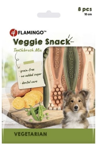 Przejdź do produktu Flamingo Veggie gryzak szczoteczka 10cm/8szt - przysmak dla psa