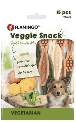 Przejdź do produktu Flamingo Veggie gryzak szczoteczka 7,5cm/15szt - przysmak dla psa