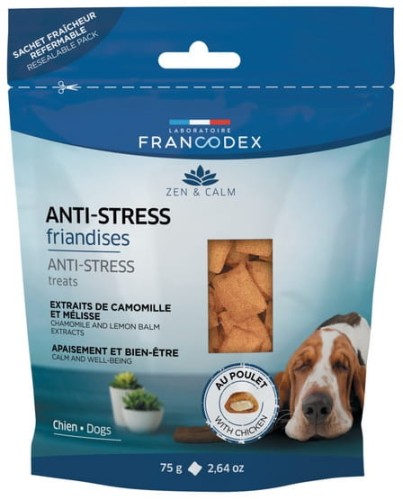 Przejdź do produktu Francodex Przysmak dla psa antystresowy z kurczakiem 75g [FR170247] - przysmak dla psa