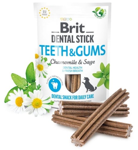 Przejdź do produktu Brit Dental Stick Teeth & Gums with Chamomile & Sage 251g - przysmak dla psa