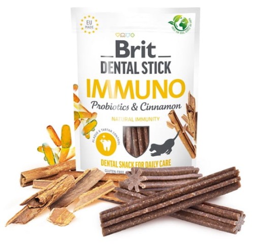 Przejdź do produktu Brit Dental Stick Immuno Probiotics & Cinnamon 251g - przysmak dla psa