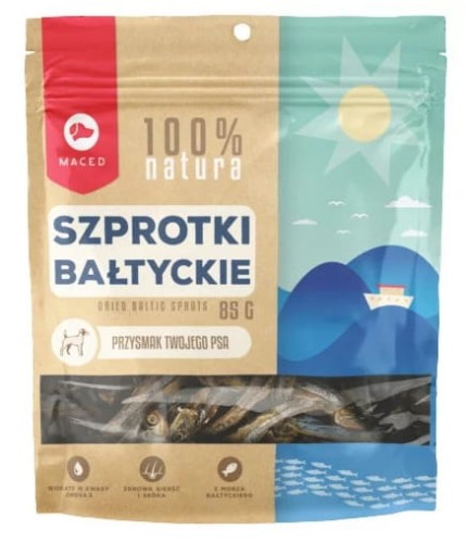Przejdź do produktu Maced 100% Natura Szprotka bałtycka 85g - monobiałkowy przysmak dla psa