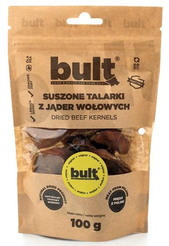 Przejdź do produktu Bult Suszone talarki z jąder wołowych 100g - monobiałkowy przysmak dla psa