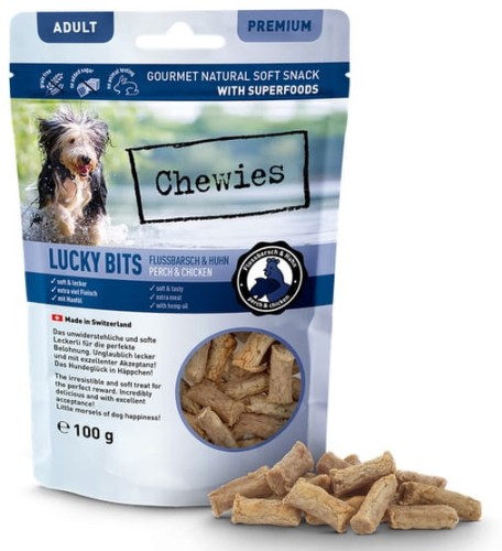Przejdź do produktu Chewies Lucky Bits Adult Okoń & kurczak 100g - przysmak dla psa