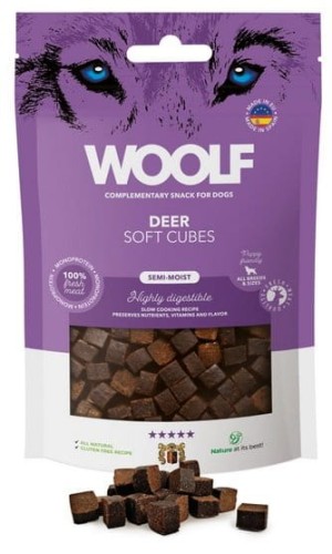 Przejdź do produktu Woolf Soft Cubes Monoprotein Deer 100g - monobiałkowy przysmak dla psa
