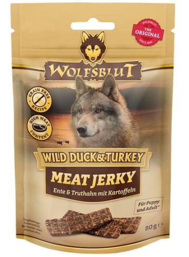 Przejdź do produktu Wolfsblut Dog Meat Jerky Wild Duck & Turkey 80g - przysmak dla psa