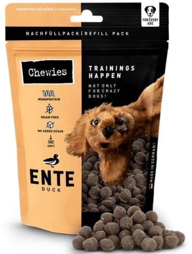 Przejdź do produktu Chewies Trainings-Happen Kaczka monobiałkowe, bezzbożowe wiaderko 175g -  przysmak dla psa