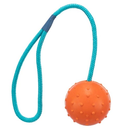 Przejdź do produktu Trixie Piłka gumowa na sznurku 6/30cm [3305] - zabawka dla psa