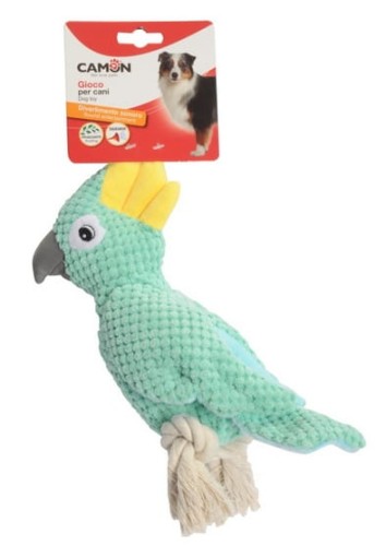 Przejdź do produktu Camon Dog Toy Pluszowa papuga ze sznurem i piszczałką - zabawka dla psa