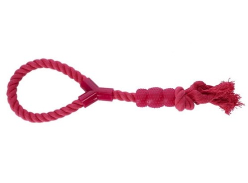 Przejdź do produktu Dingo - Sznur z gryzakiem Denta Fresh 41cm różowy - zabawka dla psa