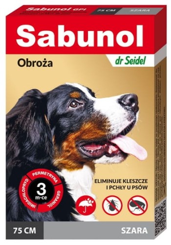 Przejdź do produktu Sabunol GPI Obroża przeciw pchłom dla psa szara 75cm