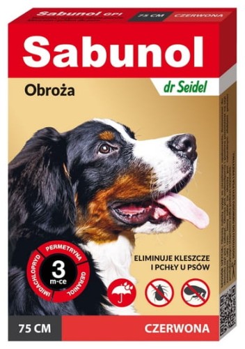 Przejdź do produktu Sabunol GPI Obroża przeciw pchłom dla psa czerwona 75cm